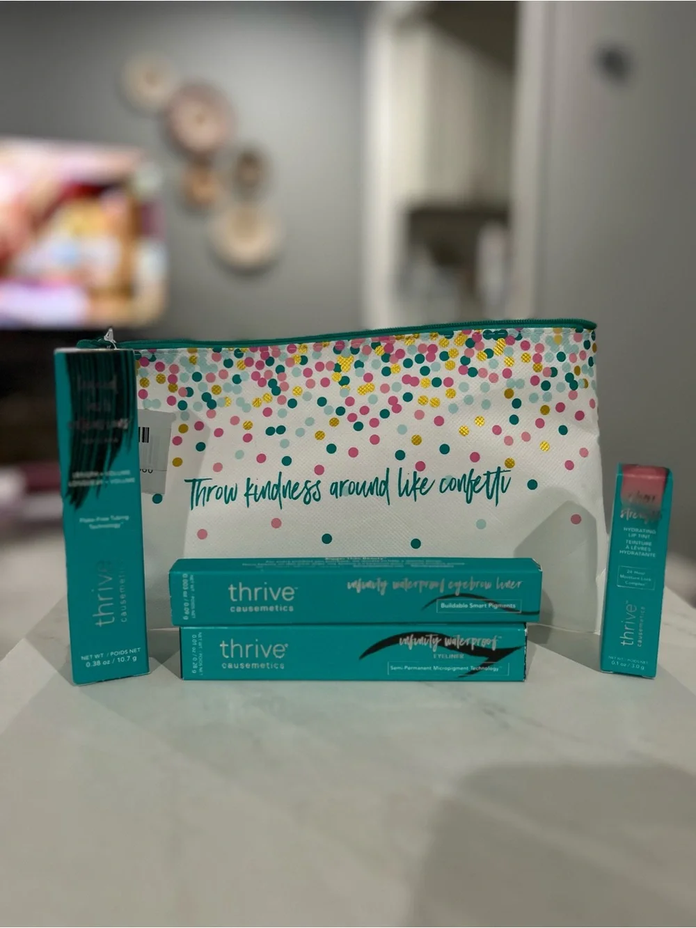 NEW Thrive Causemetics Bundle Mascara Eyeliner Brow Liner Lip Tint + Makeup Bag